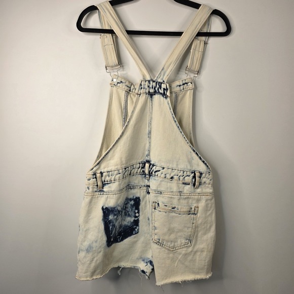 Hot Kiss Acid Washed Distressed Denim Overall Shorts Size 11 Y2K‎ 90's Inspired - Picture 5 of 9